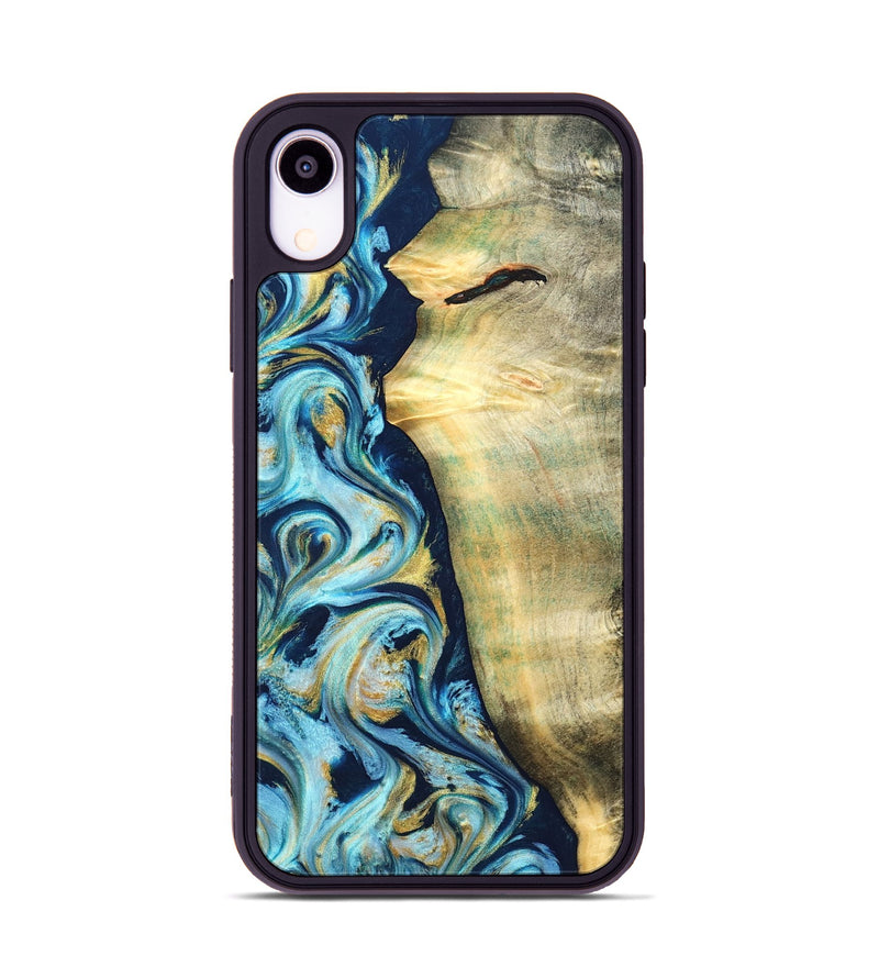 iPhone Xr Wood Phone Case - Orval (Teal & Gold, 822322)