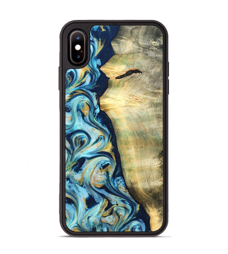 iPhone Xs Max Wood Phone Case - Orval (Teal & Gold, 822322)