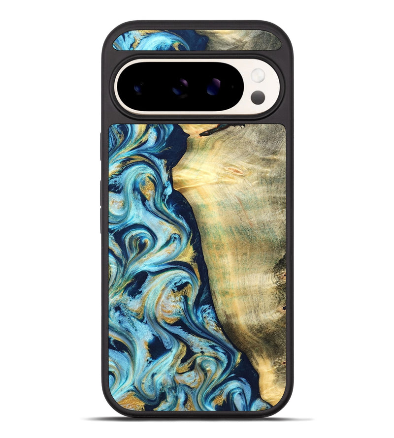 Pixel 10 Pro XL Wood Phone Case - Orval (Teal & Gold, 822322)
