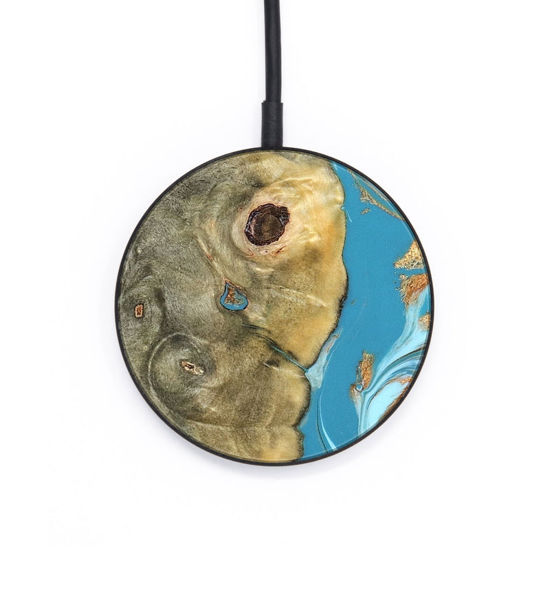 Circle Wood Wireless Charger - Kahlani (Teal & Gold, 822323)