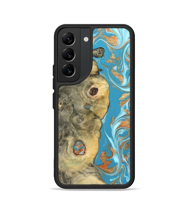 Galaxy S22 Wood Phone Case - Kahlani (Teal & Gold, 822323)