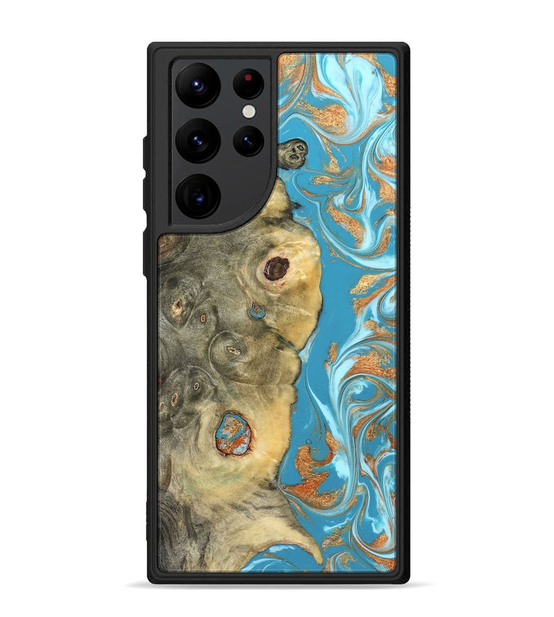 Galaxy S22 Ultra Wood Phone Case - Kahlani (Teal & Gold, 822323)