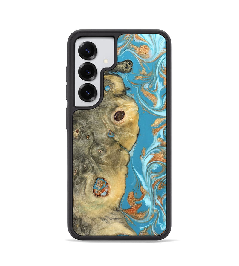Galaxy S25 Wood Phone Case - Kahlani (Teal & Gold, 822323)