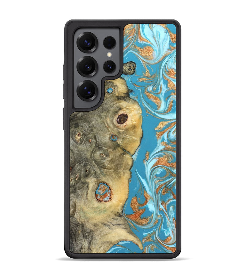 Galaxy S25 Ultra Wood Phone Case - Kahlani (Teal & Gold, 822323)