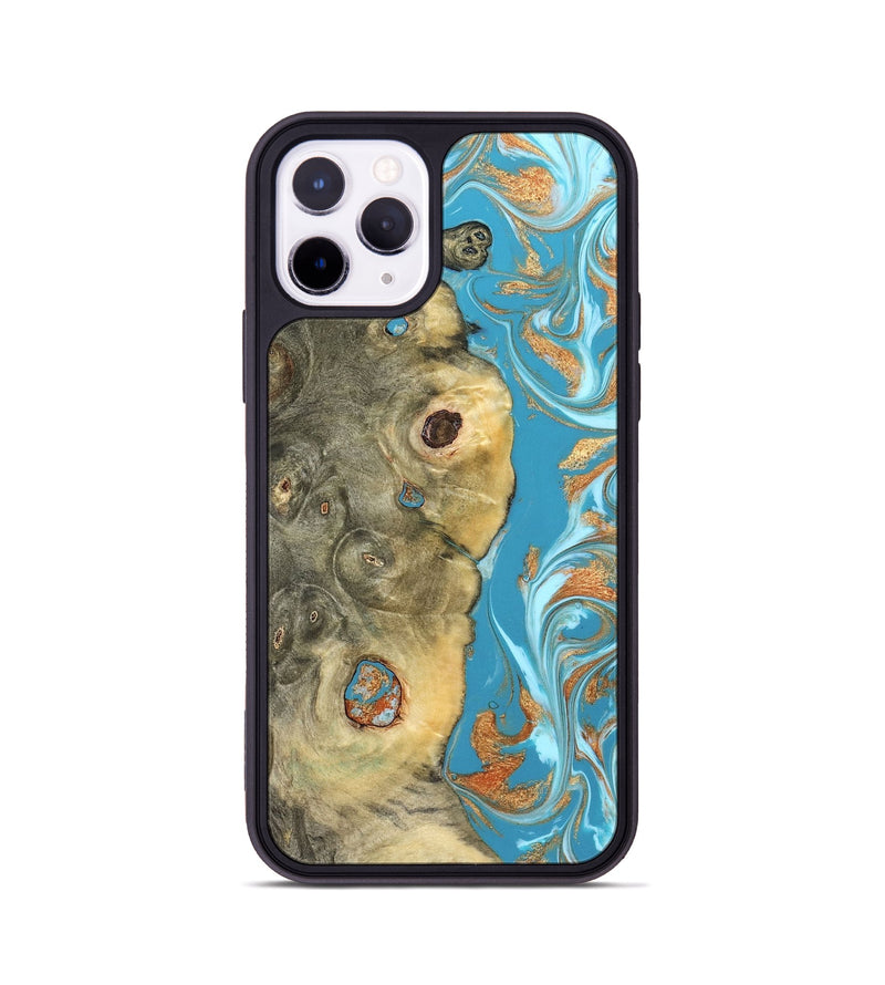 iPhone 11 Pro Wood Phone Case - Kahlani (Teal & Gold, 822323)