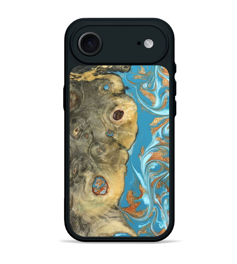 iPhone 17 Air Wood Phone Case - Kahlani (Teal & Gold, 822323)