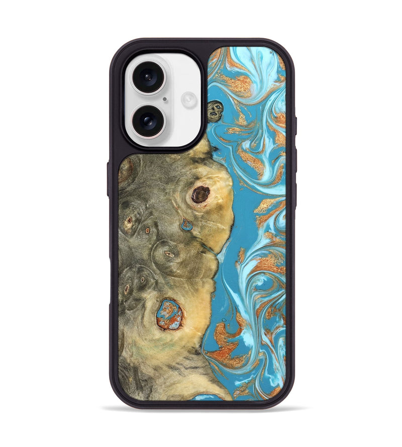 iPhone 17 Wood Phone Case - Kahlani (Teal & Gold, 822323)