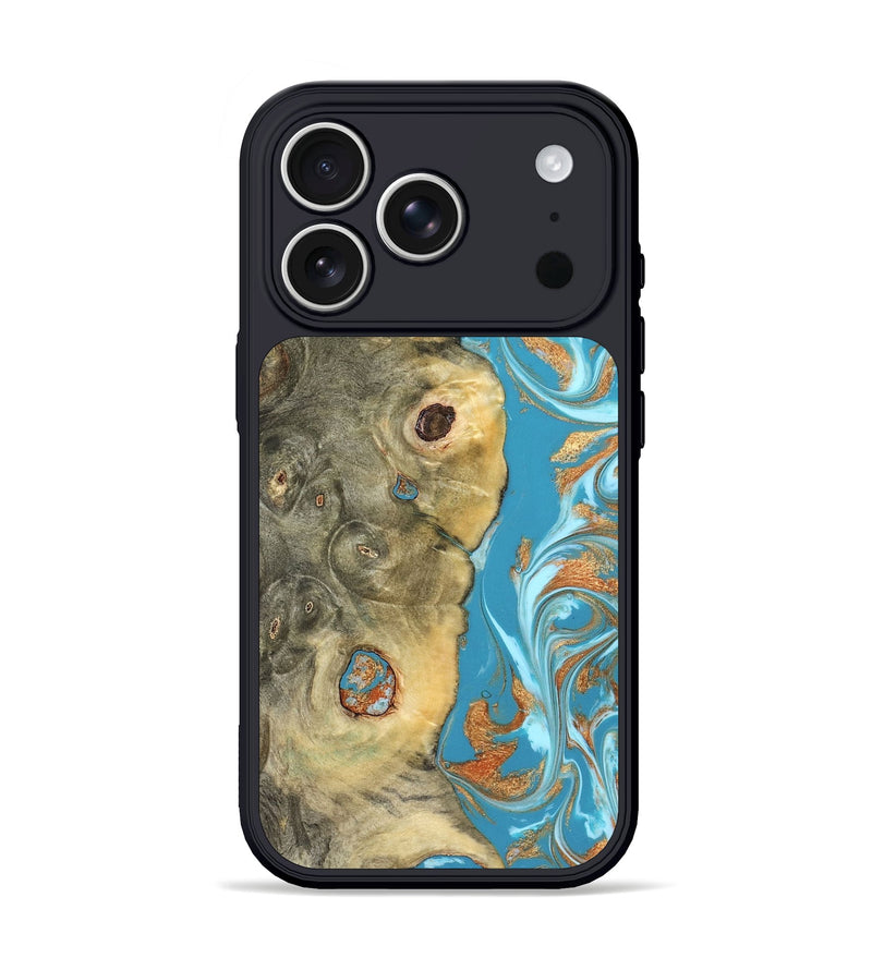 iPhone 17 Pro Wood Phone Case - Kahlani (Teal & Gold, 822323)