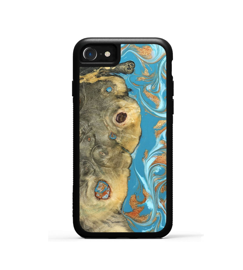 iPhone SE Wood Phone Case - Kahlani (Teal & Gold, 822323)