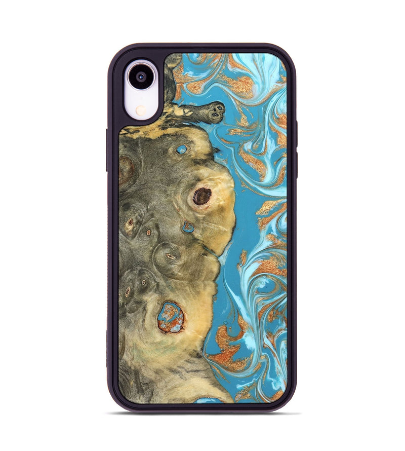 iPhone Xr Wood Phone Case - Kahlani (Teal & Gold, 822323)