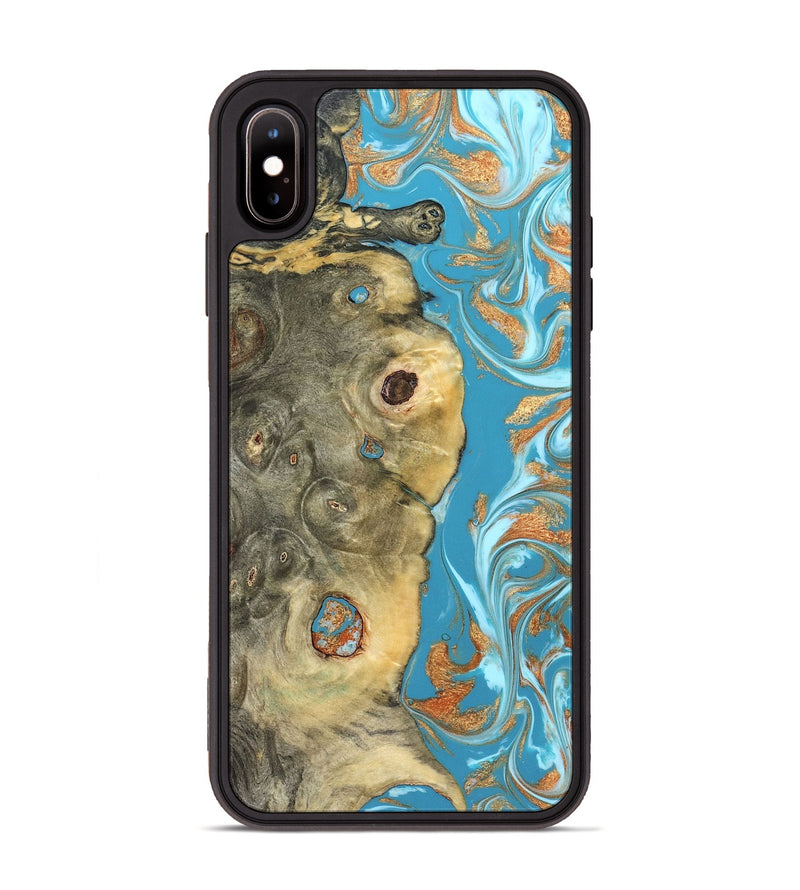 iPhone Xs Max Wood Phone Case - Kahlani (Teal & Gold, 822323)