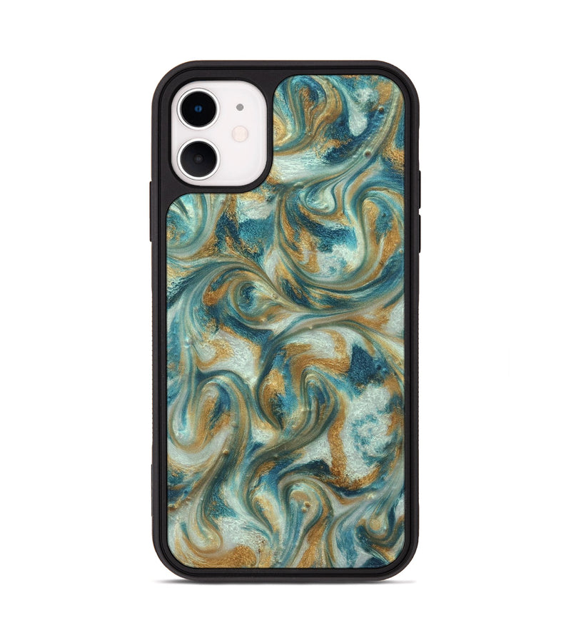 iPhone 11 ResinArt Phone Case - Westyn (Teal & Gold, 822324)