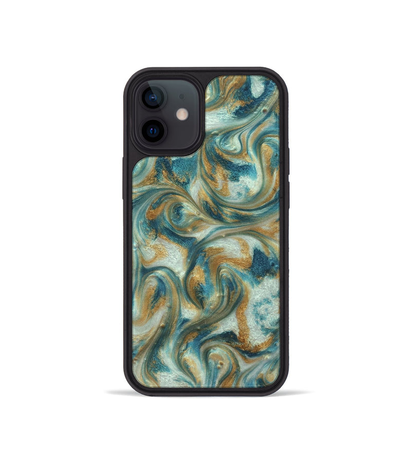 iPhone 12 mini ResinArt Phone Case - Westyn (Teal & Gold, 822324)