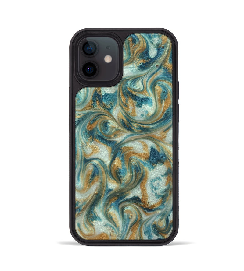 iPhone 12 ResinArt Phone Case - Westyn (Teal & Gold, 822324)