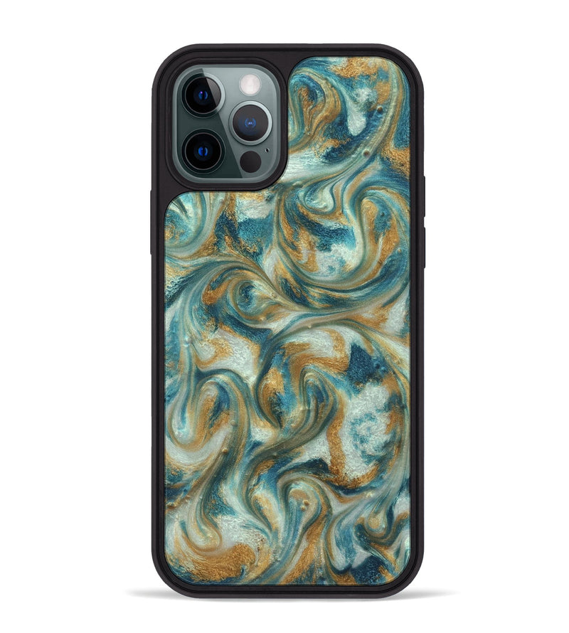 iPhone 12 Pro Max ResinArt Phone Case - Westyn (Teal & Gold, 822324)