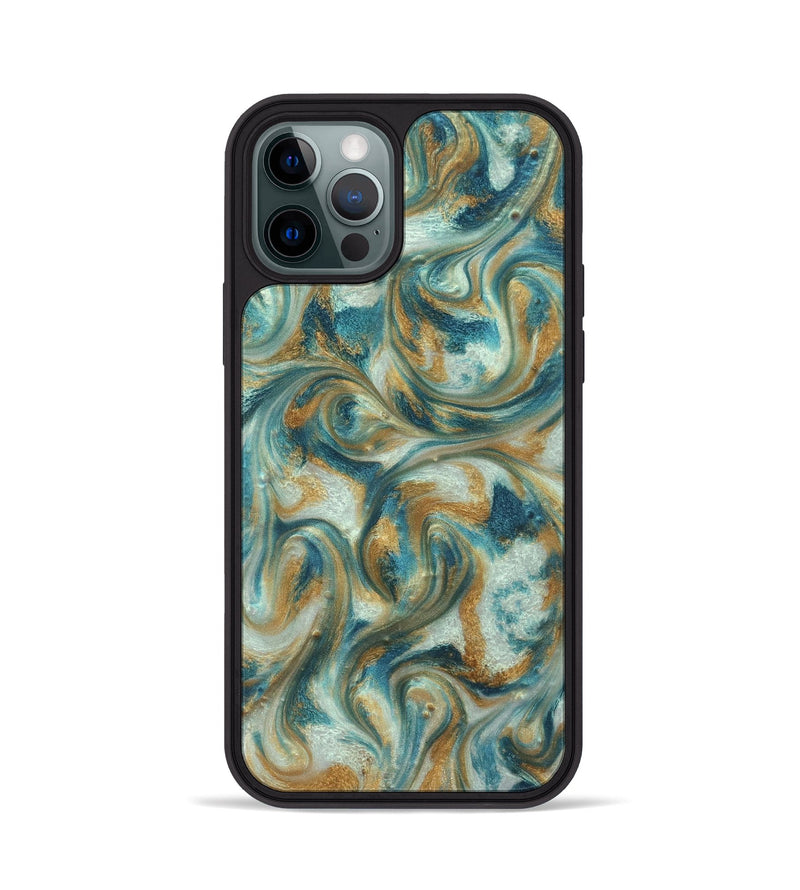 iPhone 12 Pro ResinArt Phone Case - Westyn (Teal & Gold, 822324)