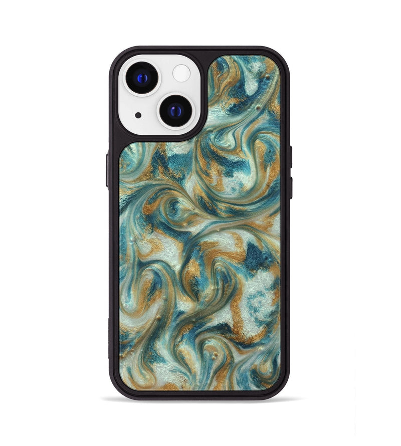 iPhone 13 ResinArt Phone Case - Westyn (Teal & Gold, 822324)