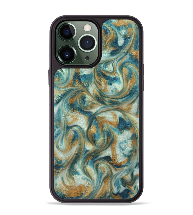 iPhone 13 Pro Max ResinArt Phone Case - Westyn (Teal & Gold, 822324)