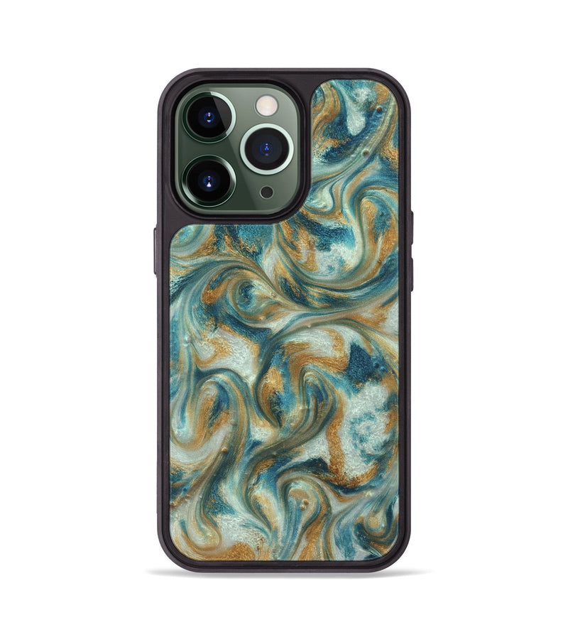iPhone 13 Pro ResinArt Phone Case - Westyn (Teal & Gold, 822324)