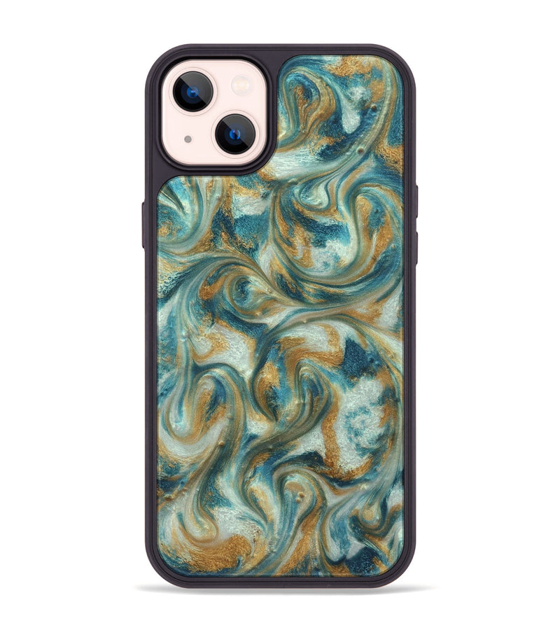 iPhone 14 Plus ResinArt Phone Case - Westyn (Teal & Gold, 822324)
