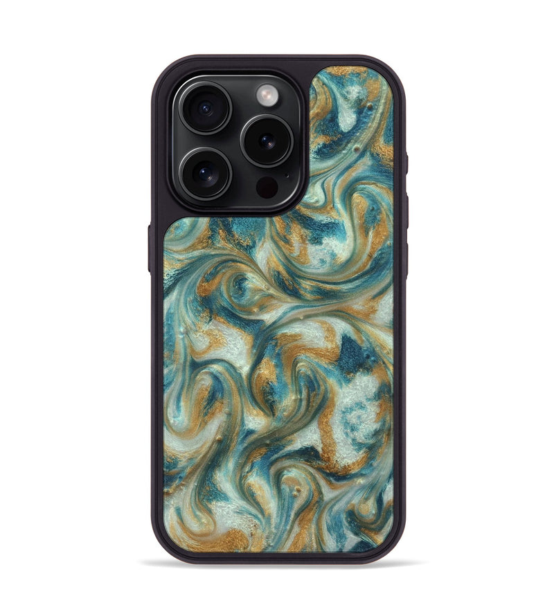iPhone 15 Pro ResinArt Phone Case - Westyn (Teal & Gold, 822324)