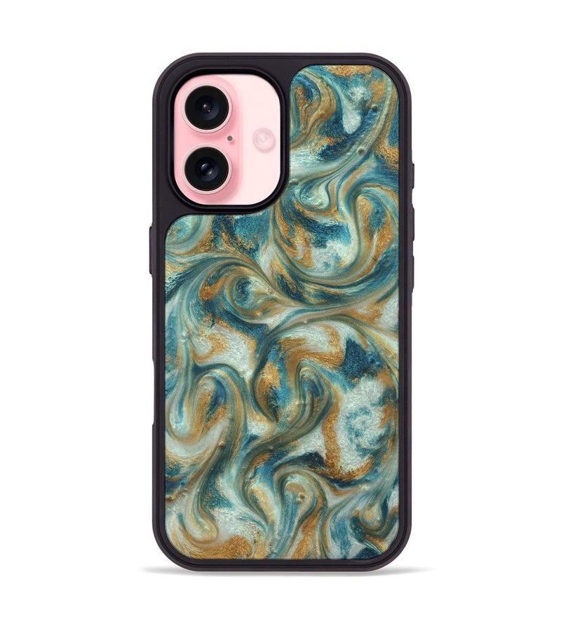 iPhone 16 ResinArt Phone Case - Westyn (Teal & Gold, 822324)