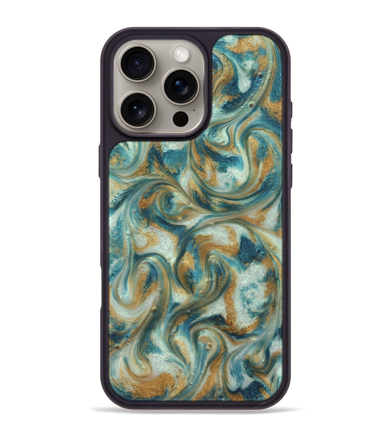 iPhone 16 Pro Max ResinArt Phone Case - Westyn (Teal & Gold, 822324)