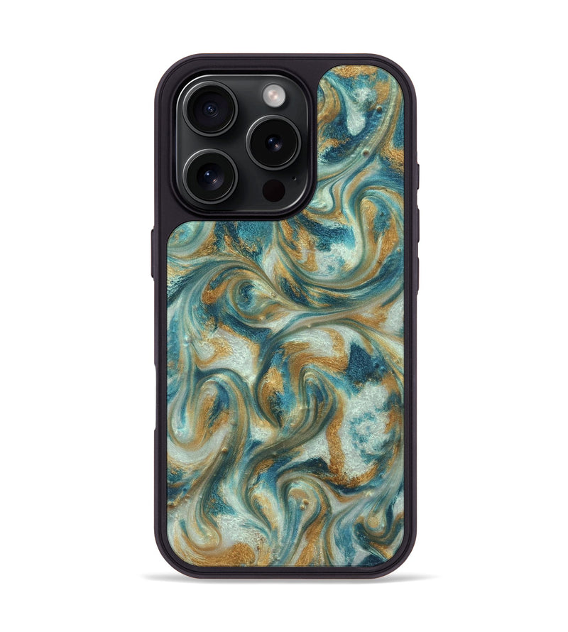 iPhone 16 Pro ResinArt Phone Case - Westyn (Teal & Gold, 822324)