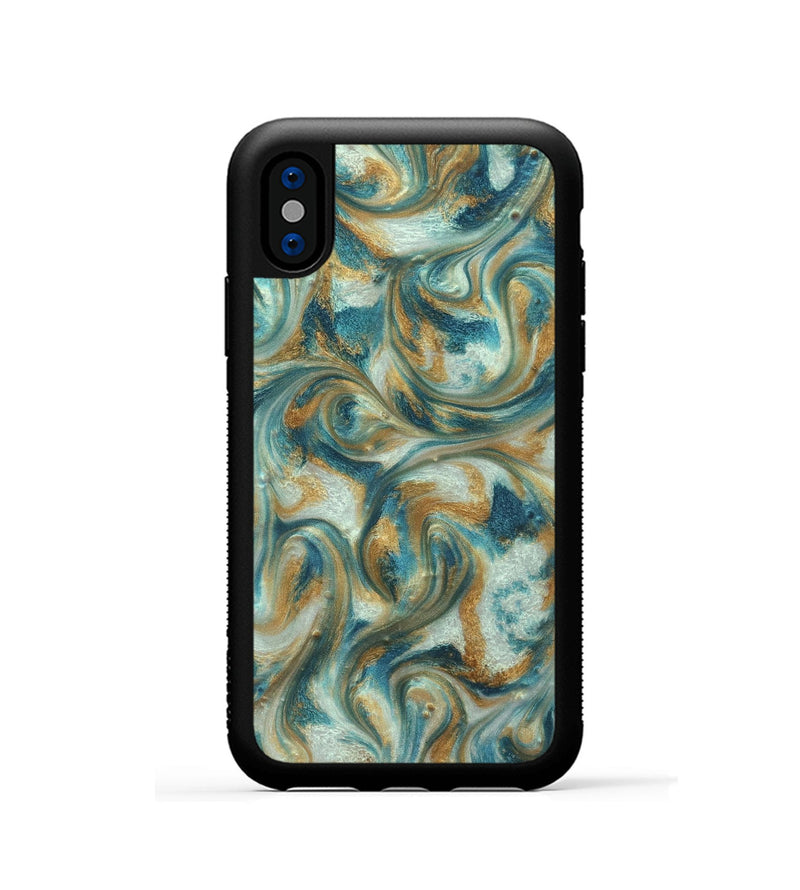iPhone Xs ResinArt Phone Case - Westyn (Teal & Gold, 822324)