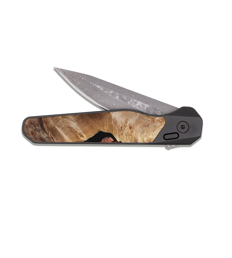 EDC Dark Damascus Wood Pocket Knife - Etta (Red, 822333)