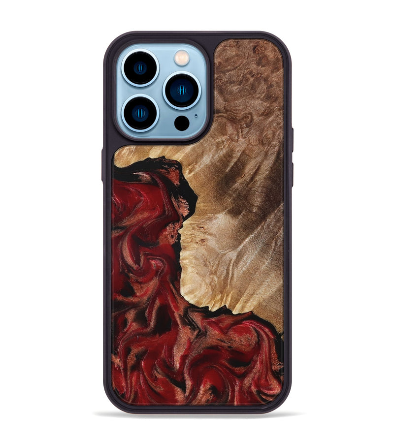 iPhone 14 Pro Max Wood Phone Case - Etta (Red, 822333)