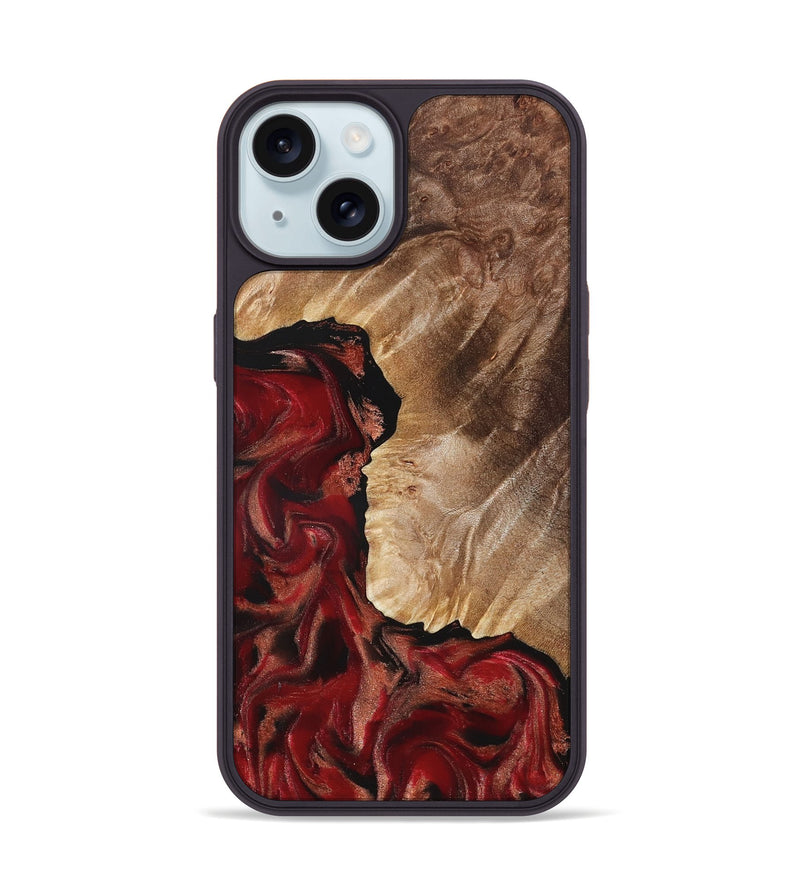 iPhone 15 Wood Phone Case - Etta (Red, 822333)