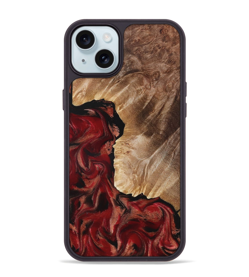 iPhone 15 Plus Wood Phone Case - Etta (Red, 822333)