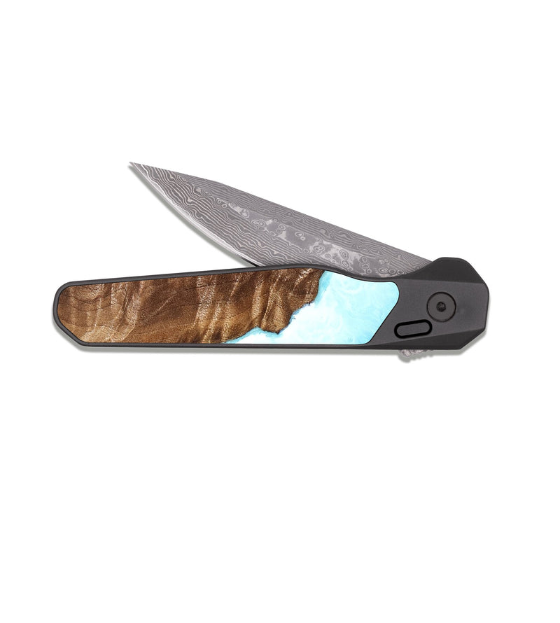 EDC Dark Damascus Wood Pocket Knife - Holly (Coastal, 822343)