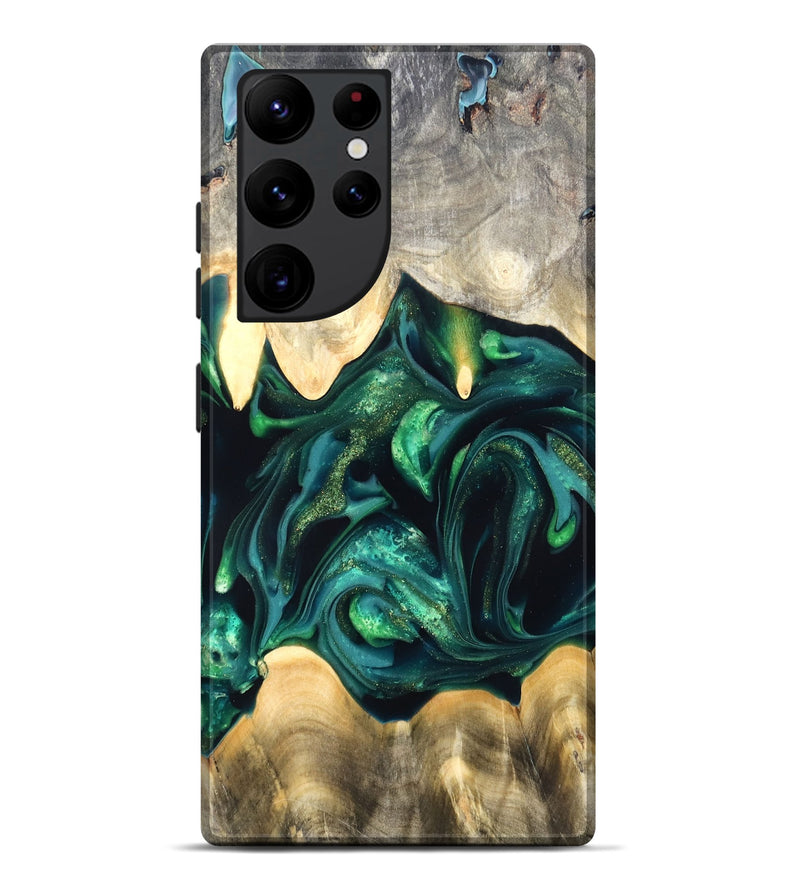 Galaxy S22 Ultra Wood Live Edge Phone Case - Tevin (Green, 822378)