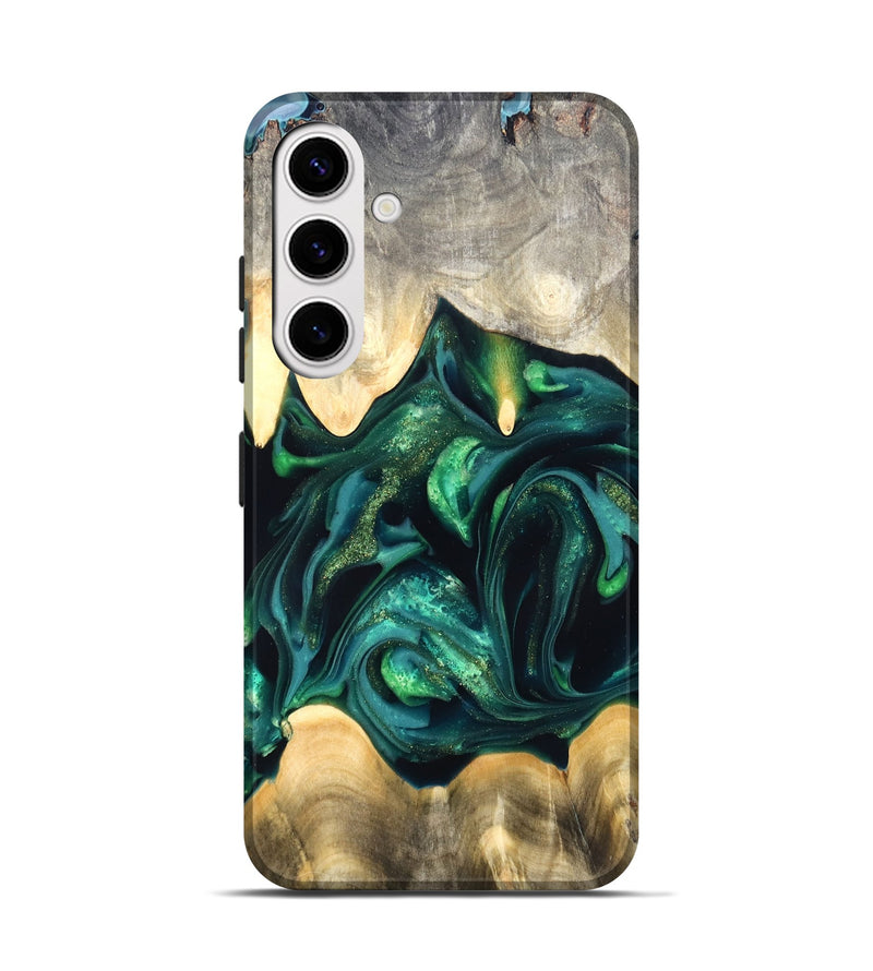 Galaxy S25 Wood Live Edge Phone Case - Tevin (Green, 822378)
