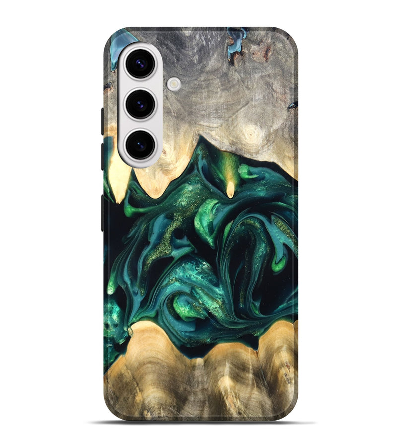 Galaxy S25 Plus Wood Live Edge Phone Case - Tevin (Green, 822378)
