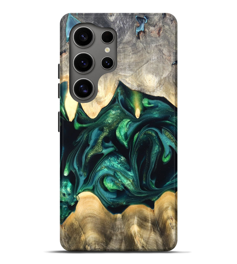 Galaxy S25 Ultra Wood Live Edge Phone Case - Tevin (Green, 822378)