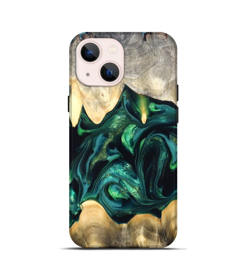 iPhone 13 mini Wood Live Edge Phone Case - Tevin (Green, 822378)