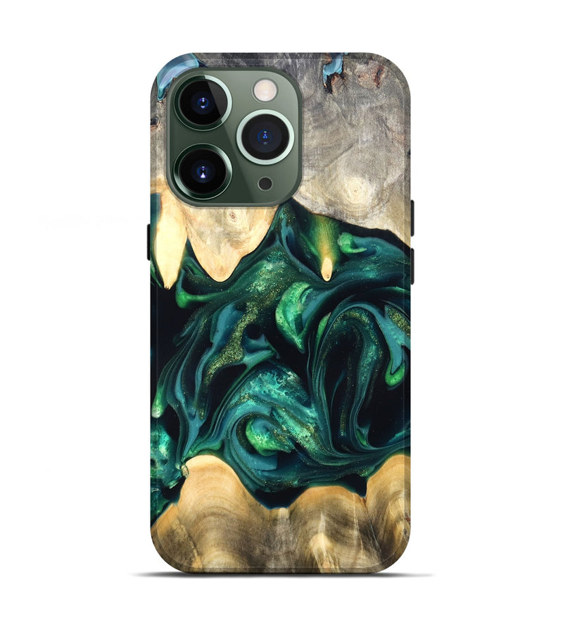 iPhone 13 Pro Wood Live Edge Phone Case - Tevin (Green, 822378)