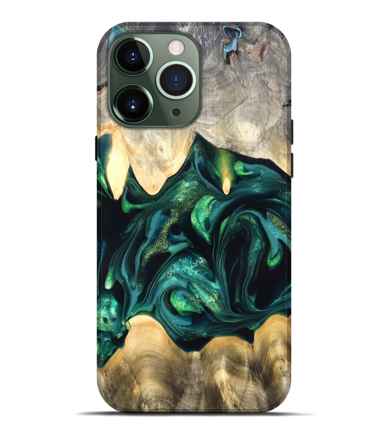 iPhone 13 Pro Max Wood Live Edge Phone Case - Tevin (Green, 822378)