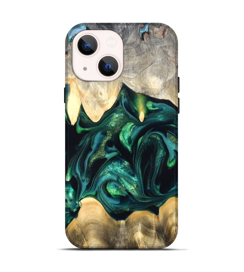 iPhone 14 Wood Live Edge Phone Case - Tevin (Green, 822378)