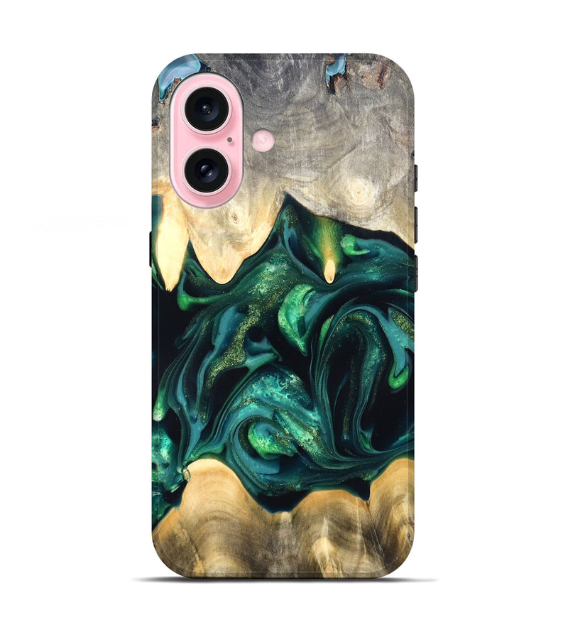 iPhone 17 Wood Live Edge Phone Case - Tevin (Green, 822378)