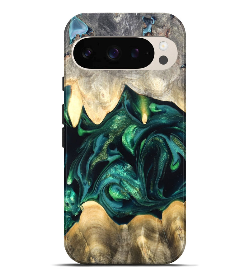 Pixel 10 Pro XL Wood Live Edge Phone Case - Tevin (Green, 822378)