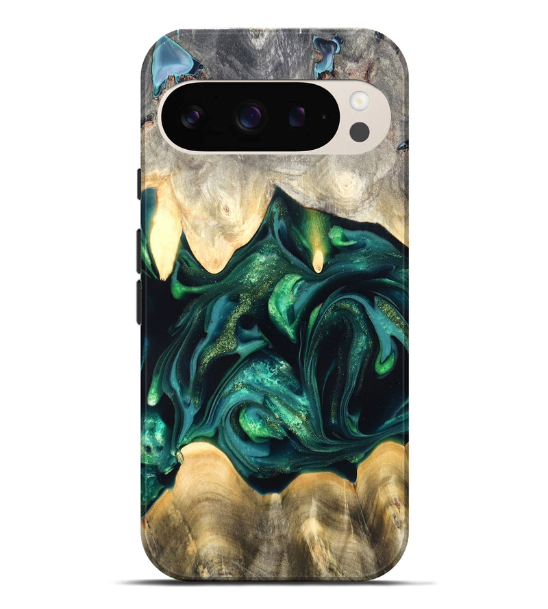 Pixel 9 Pro XL Wood Live Edge Phone Case - Tevin (Green, 822378)