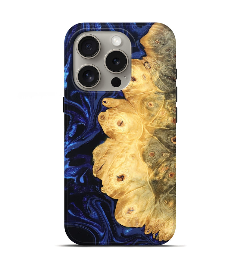 iPhone 16 Pro Wood Live Edge Phone Case - Isis (Blue, 822380)