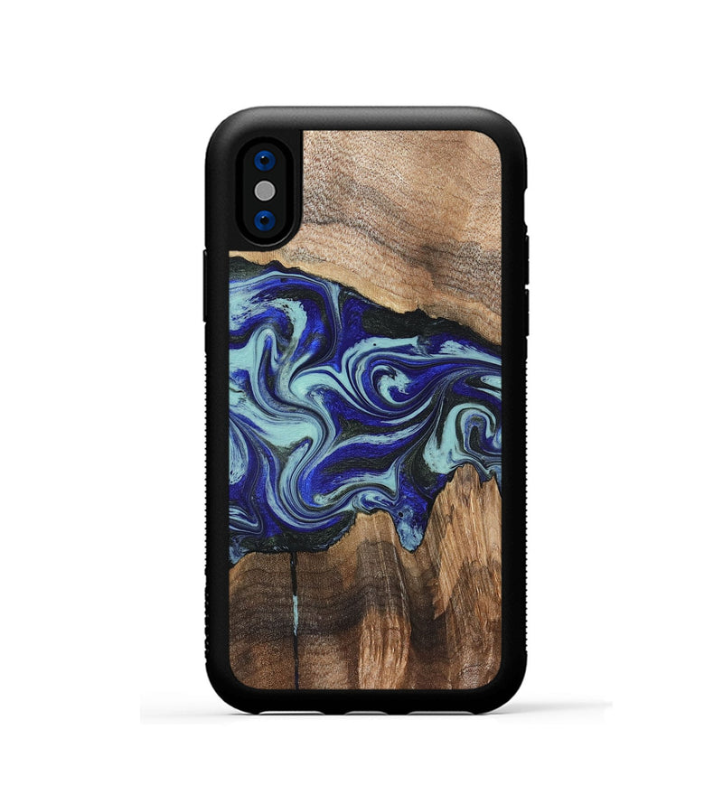 iPhone Xs Wood Phone Case - Rylan (Blue, 822447)