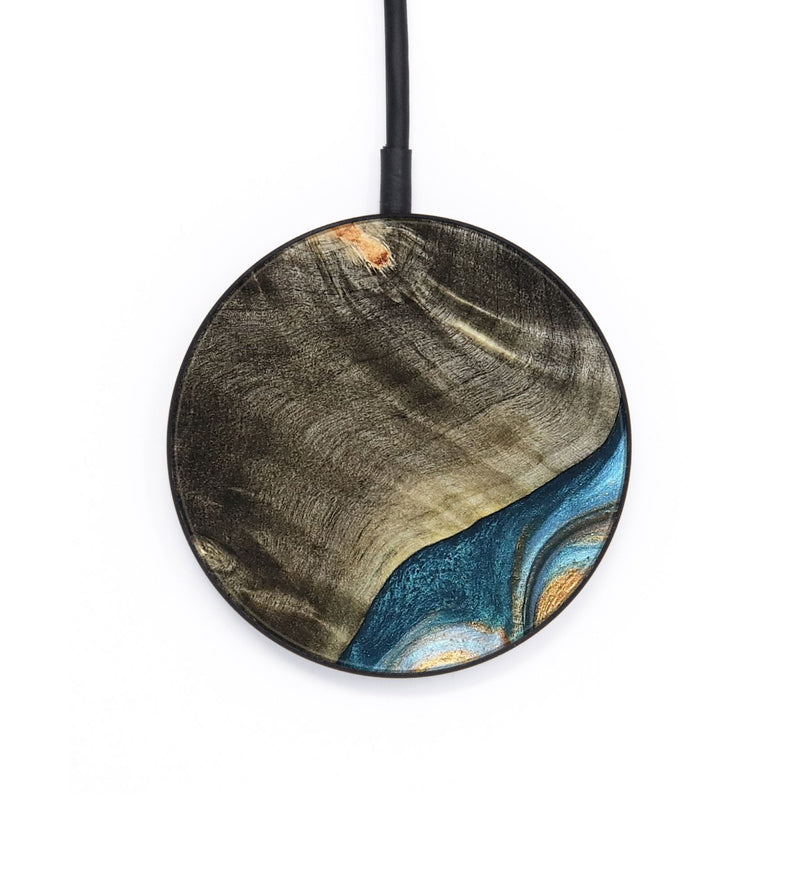 Circle Wood Wireless Charger - January (Teal & Gold, 822452)