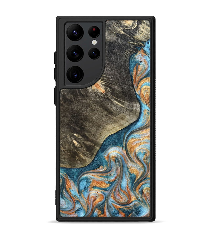 Galaxy S22 Ultra Wood Phone Case - January (Teal & Gold, 822452)
