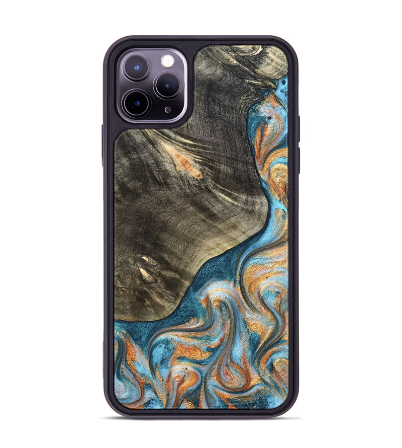 iPhone 11 Pro Max Wood Phone Case - January (Teal & Gold, 822452)